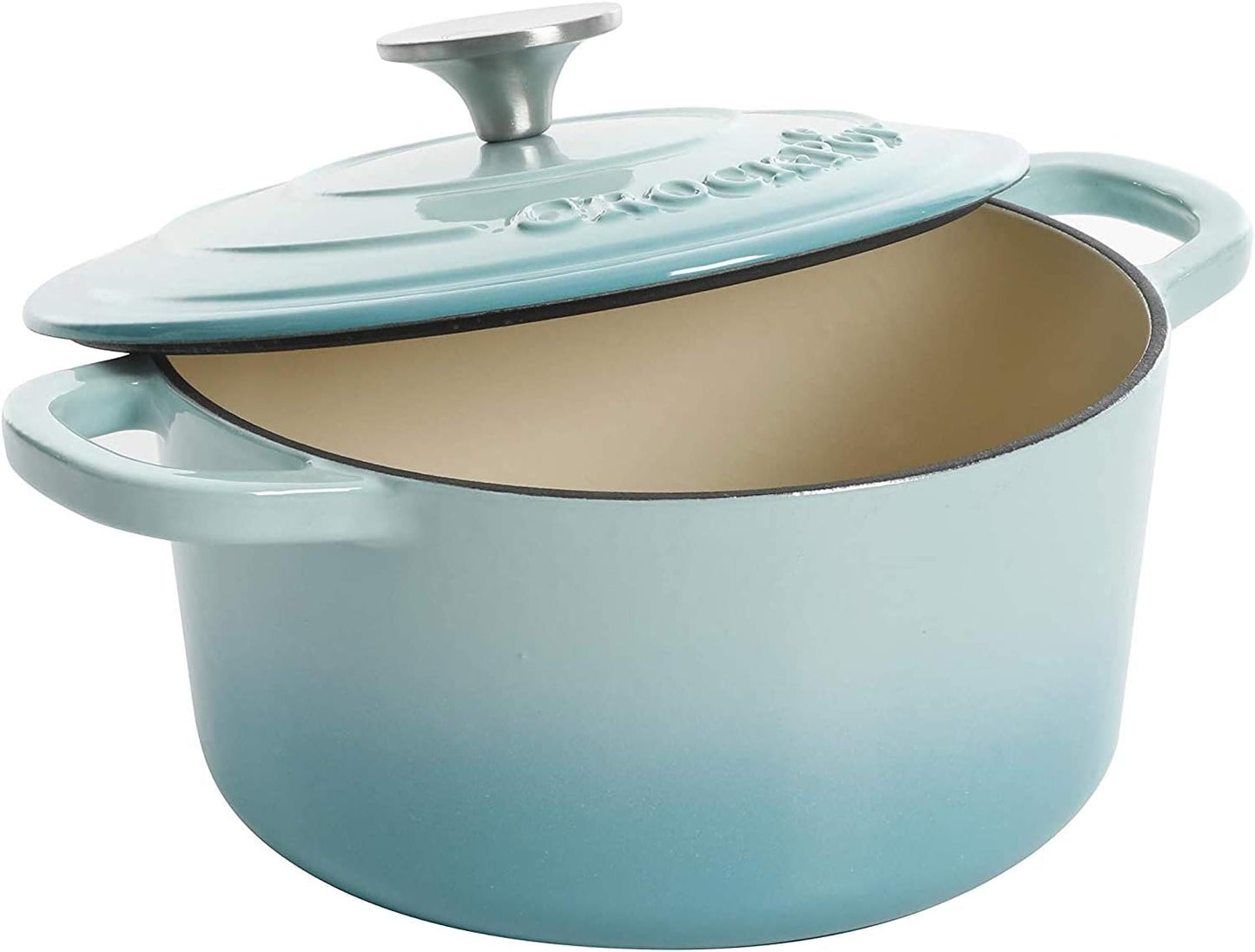 Crock-Pot 3 Quart Enameled Cast Iron Dutch Oven – Aqua (Prime 15 Extra)