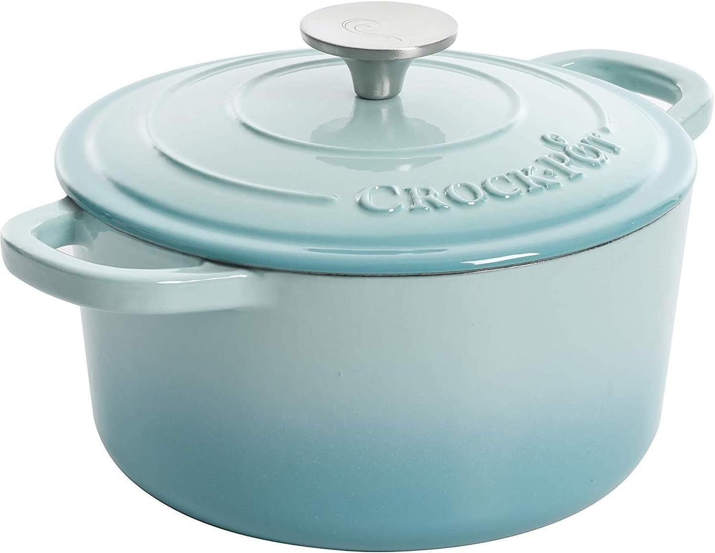 Crock-Pot 3 Quart Enameled Cast Iron Dutch Oven – Aqua (Prime 15 Extra)